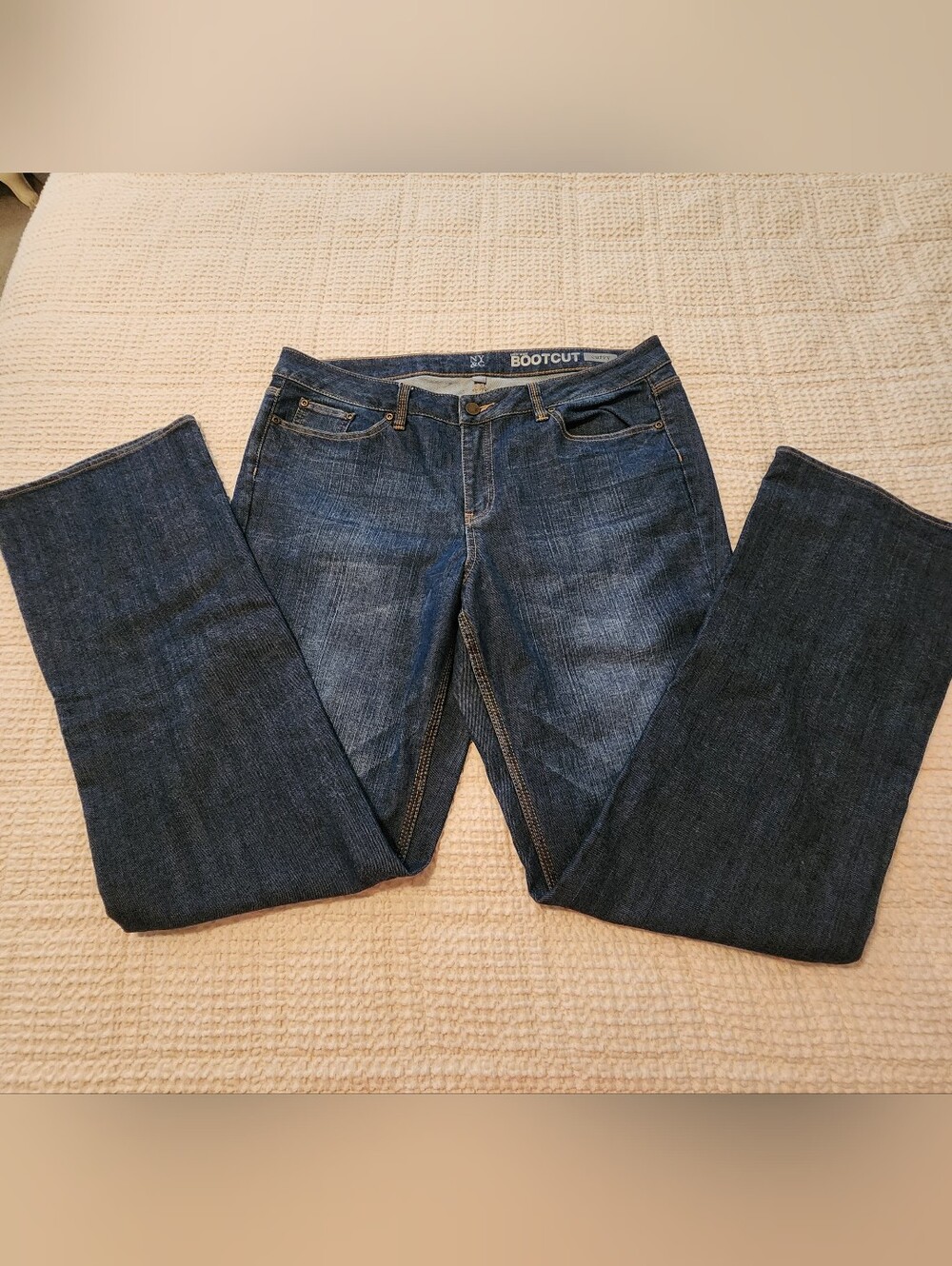 NY & Co Low Rise Bootcut Curvy Dark Blue Women's Jeans 16 Tall 33" Insm Stretch
